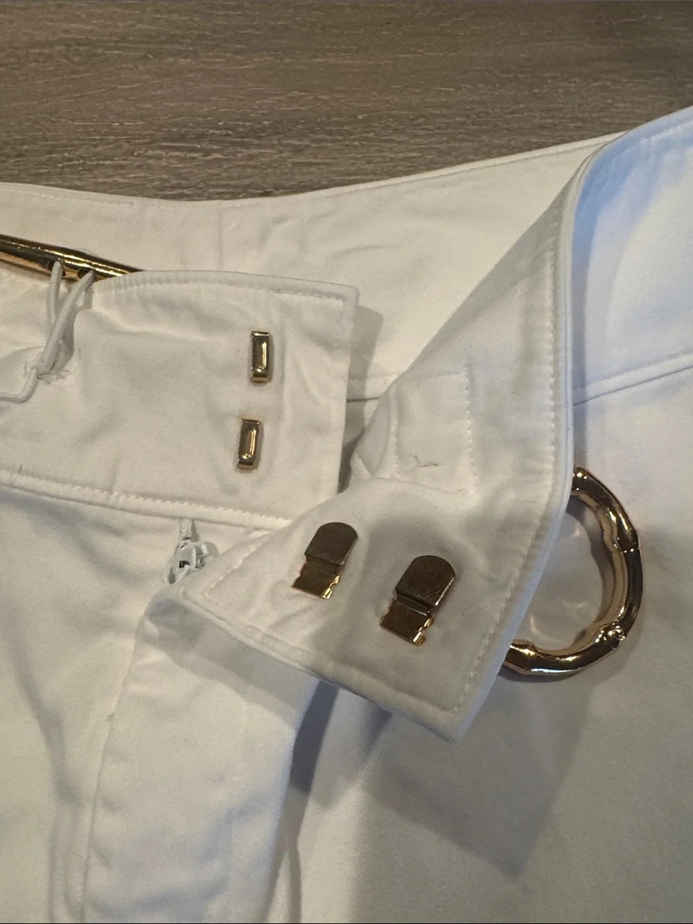 Lauren Ralph Lauren White Cropped Wide Leg Pants Gold Accent Closure Coastal 14